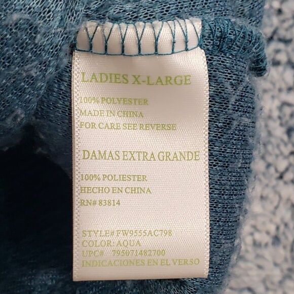 Green Tea Women's XL Fluffy Fleece / "Sherpa" Quarter Zip Pullover Jacket - Picture 3 of 6